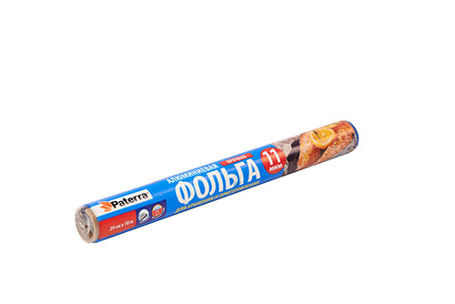Фольга пищевая PATERRA, прочная, 29 см × 10 м, 11 мкм, алюминиевая, в пленке от производителя в Кирове
