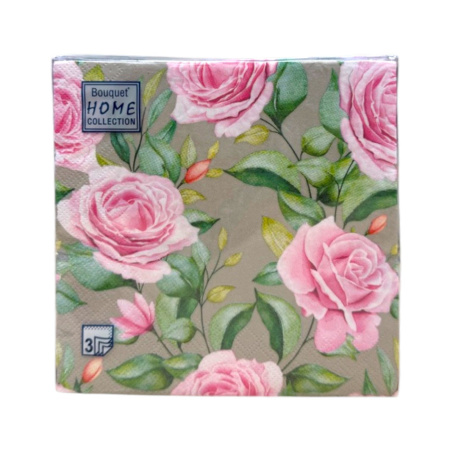 салфетки 3-сл 33х33 АРТ БУКЕТ Очаровательные розы /20