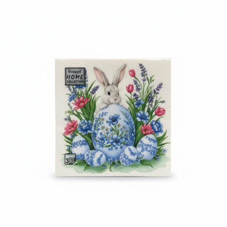 салфетки 3-сл 33х33 БУКЕТ Кролик с пасхальным яйцом/20