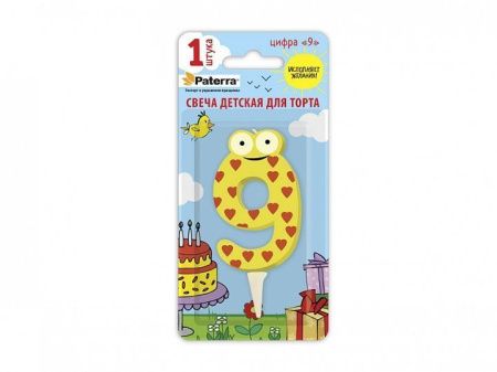 свечи д/торта  Цифры детские "9"  PATERRA