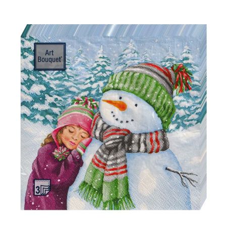 НГ салфетки 3-сл 33х33  Мой любимый снеговик /20