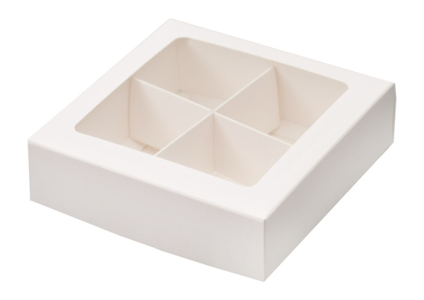 коробка бум. 120х120х30 белая прозрачное окно/разделители