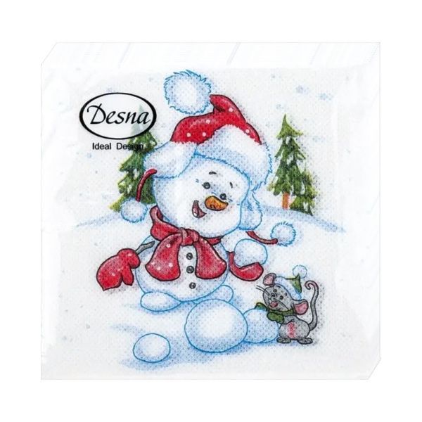 НГ салфетки 25х25 DesnaDesign НГ Снеговичок/40