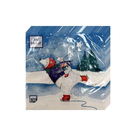 НГ салфетки 3-сл 33х33 БУФЕТ Медведи на катке/20