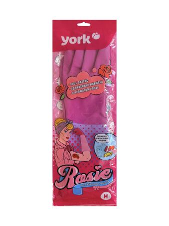 Перчатки резиновые  ароматизированные Роза YORK М удлиненная манжета/пара *