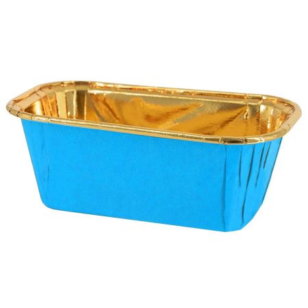 форма бум. Маффин 80х40 h=40мм голубая-золотая