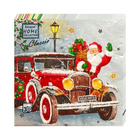 НГ салфетки 3-сл 33х33  Дед Мороз приехал/20